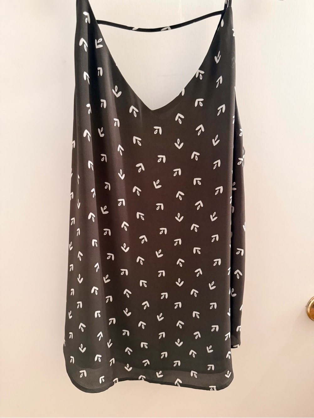 LOFT Olive Green Tank Top with White Abstract Print